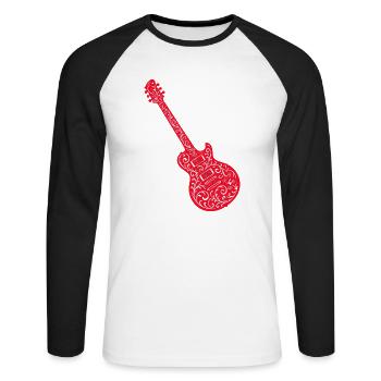 Guitare 1 - T-shirt baseball manches longues Homme - blanc/noir - Devant - Nik (191cm)
