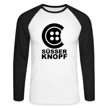 Süsser Knopf - Unisex Baseballshirt langarm - Weiß/Schwarz - Vorne - Nik (191cm)