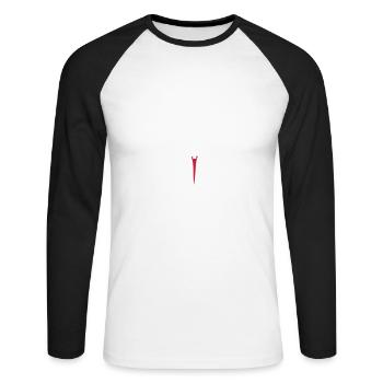 Überzieher "Weiße Sonne" - Unisex Baseballshirt langarm - Weiß/Schwarz - Vorne - Nik (191cm)