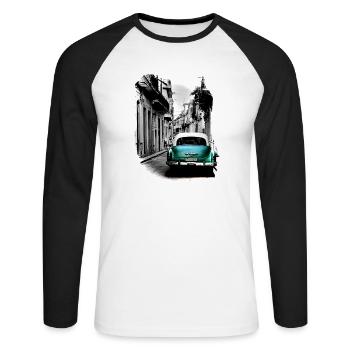 Havana Dream - 4 - Unisex Baseballshirt langarm - Weiß/Schwarz - Vorne - Nik (191cm)