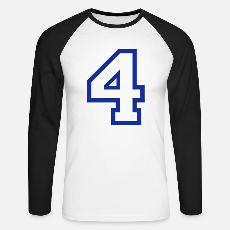 DIE NUMMER VIER - 4 - Unisex Baseballshirt langarm - Weiß/Schwarz