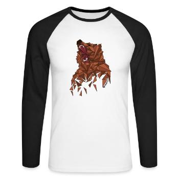 Ours rugissant avec géométrie Design - T-shirt baseball manches longues Homme - blanc/noir - Devant - Nik (191cm)