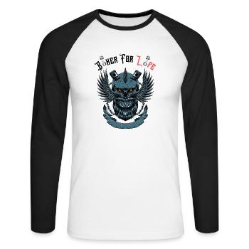 Biker For Life - Unisex Long Sleeve Baseball T-Shirt - white/black - Front - Nik (191cm)