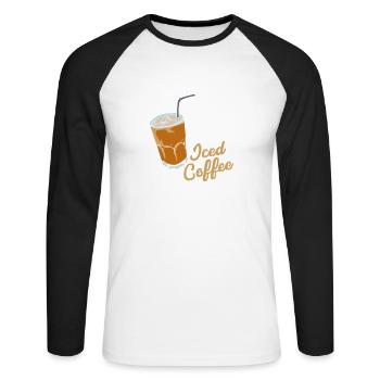 Iced Coffee Obsessed - Unisex Baseballshirt langarm - Weiß/Schwarz - Vorne - Nik (191cm)