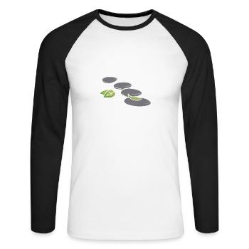 Badass Yogi - Unisex Baseballshirt langarm - Weiß/Schwarz - Vorne - Nik (191cm)
