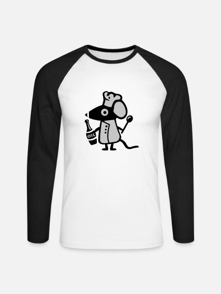 Mouse Koch - rat - Unisex Long Sleeve Baseball T-Shirt - white/black