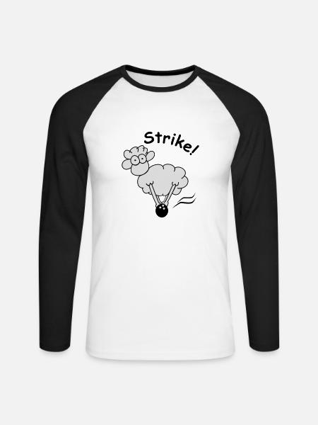 strike_bowl 1 - Unisex Baseballshirt langarm - Weiß/Schwarz