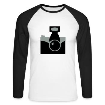 Appareil photo - T-shirt baseball manches longues Homme - blanc/noir - Devant - Nik (191cm)