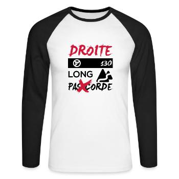 Droite 130 long - T-shirt baseball manches longues Homme - blanc/noir - Devant - Nik (191cm)