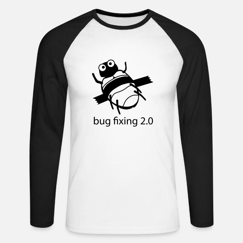 bug fixing einfarbig - Unisex Baseballshirt langarm - Weiß/Schwarz