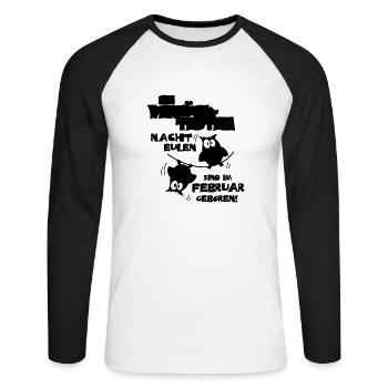 Die verrücktesten Nachteulen im Februar geboren - Unisex Baseballshirt langarm - Weiß/Schwarz - Vorne - Nik (191cm)