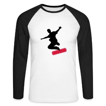 Skater - Unisex Baseballshirt langarm - Weiß/Schwarz - Vorne - Nik (191cm)