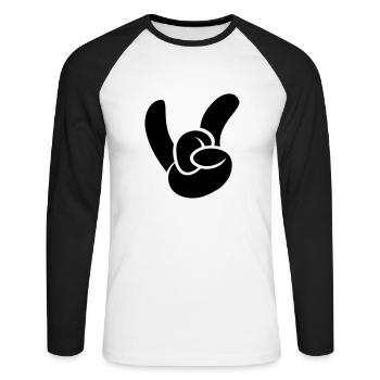 Rock on! - T-shirt baseball manches longues Homme - blanc/noir - Devant - Nik (191cm)