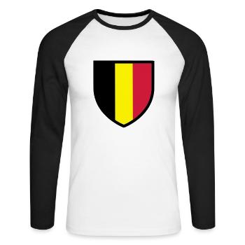 blason, écusson, drapeau belgique - belgie (T) - T-shirt baseball manches longues Homme - blanc/noir - Devant - Nik (191cm)