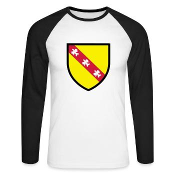 Blason Lorraine (T) - T-shirt baseball manches longues Homme - blanc/noir - Devant - Nik (191cm)
