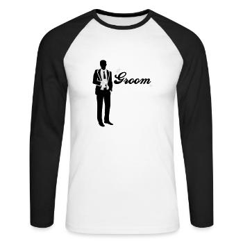 Marié - Équipe - Bride - T-shirt baseball manches longues Homme - blanc/noir - Devant - Nik (191cm)