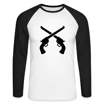 armes de manieur de pistolet croisés plaine - T-shirt baseball manches longues Homme - blanc/noir - Devant - Nik (191cm)