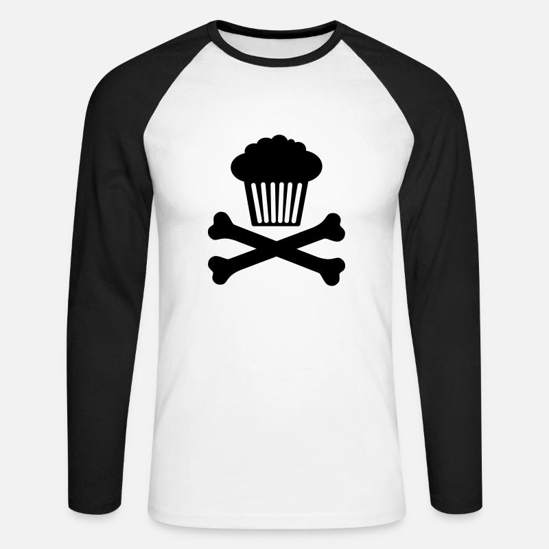 Cupcakes N´Bones - Unisex Baseballshirt langarm - Weiß/Schwarz