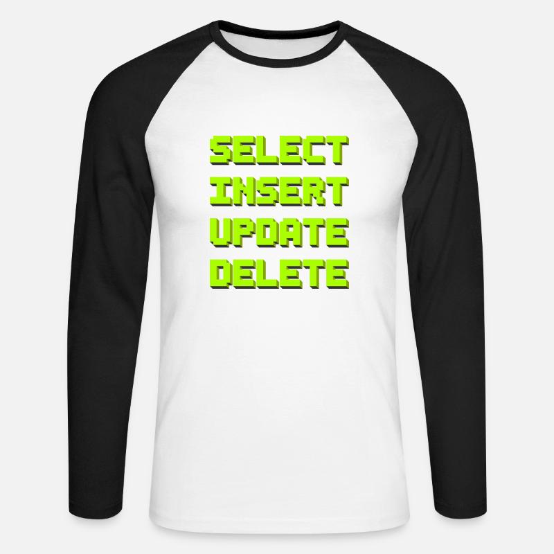 SQL pixelart - Unisex Baseballshirt langarm - Weiß/Schwarz