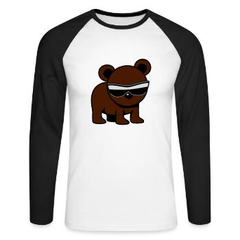 Bear little funny sunglasses - Unisex Long Sleeve Baseball T-Shirt - white/black - Front - Nik (191cm)