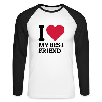 I love my best friend - T-shirt baseball manches longues Homme - blanc/noir - Devant - Nik (191cm)