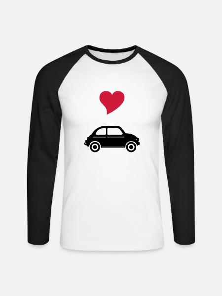 500 mit Herz - Unisex Baseballshirt langarm - Weiß/Schwarz