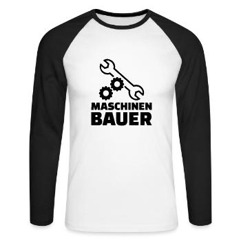 Maschinenbauer - Unisex Baseballshirt langarm - Weiß/Schwarz - Vorne - Nik (191cm)