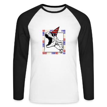 Red White Rawr - Unisex Long Sleeve Baseball T-Shirt - white/black - Front - Nik (191cm)