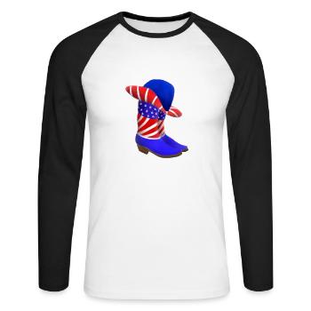 American Cowboy - Unisex Long Sleeve Baseball T-Shirt - white/black - Front - Nik (191cm)
