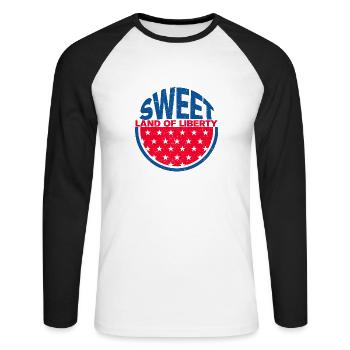 Sweet Land Of Liberty copy - Unisex Long Sleeve Baseball T-Shirt - white/black - Front - Nik (191cm)