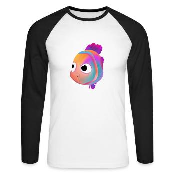 Cute Fish - Unisex Long Sleeve Baseball T-Shirt - white/black - Front - Nik (191cm)