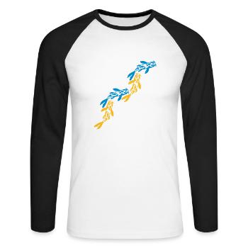 Poisson Koi coloré Nishikigoi - T-shirt baseball manches longues Homme - blanc/noir - Devant - Nik (191cm)