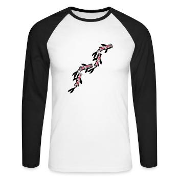 Beaucoup de poissons Koi Nishikigoi - T-shirt baseball manches longues Homme - blanc/noir - Devant - Nik (191cm)