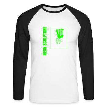 Neon Sculpture - Unisex Long Sleeve Baseball T-Shirt - white/black - Front - Nik (191cm)