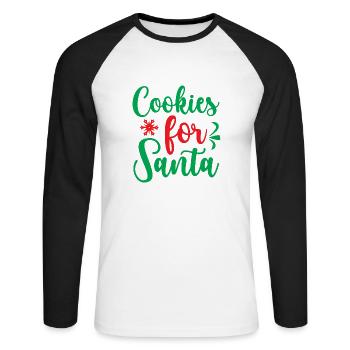 Cookies for santa - Christmas humor - Unisex Long Sleeve Baseball T-Shirt - white/black - Front - Nik (191cm)