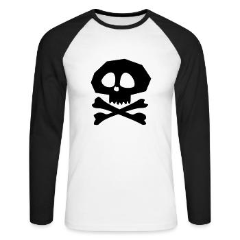 Schädel - Unisex Baseballshirt langarm - Weiß/Schwarz - Vorne - Nik (191cm)