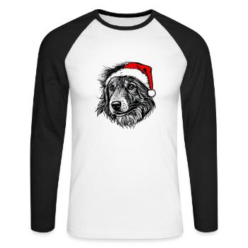Weihnachten Hund süß lustig Hunde Tier Welpe 11 - Unisex Baseballshirt langarm - Weiß/Schwarz - Vorne - Nik (191cm)