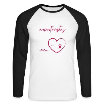 tu as trouvé mon cœur en portugais - T-shirt baseball manches longues Homme - blanc/noir - Devant - Nik (191cm)
