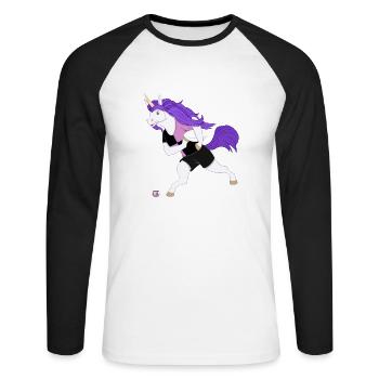 Ruggers Unicorn - Unisex Long Sleeve Baseball T-Shirt - white/black - Front - Nik (191cm)