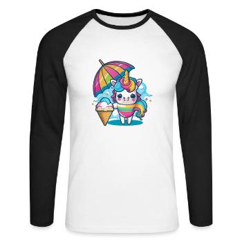 Unicorn Fantasy - Unisex Long Sleeve Baseball T-Shirt - white/black - Front - Nik (191cm)