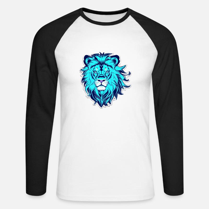 Geist eines Löwen - Unisex Baseballshirt langarm - Weiß/Schwarz