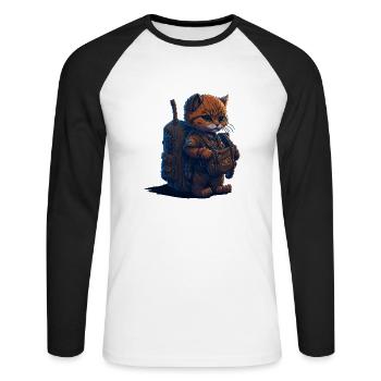1. Klasse, Schulanfänger, Erstklässler - Unisex Baseballshirt langarm - Weiß/Schwarz - Vorne - Nik (191cm)