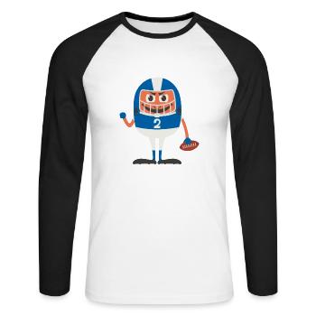Ballsport - Unisex Baseballshirt langarm - Weiß/Schwarz - Vorne - Nik (191cm)
