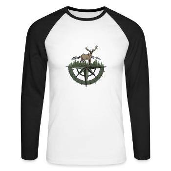 Elch - Unisex Baseballshirt langarm - Weiß/Schwarz - Vorne - Nik (191cm)