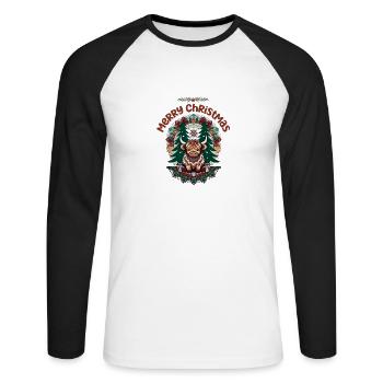 Cute Baby Highland Cow - Sweat à capuche de Noël - T-shirt baseball manches longues Homme - blanc/noir - Devant - Nik (191cm)