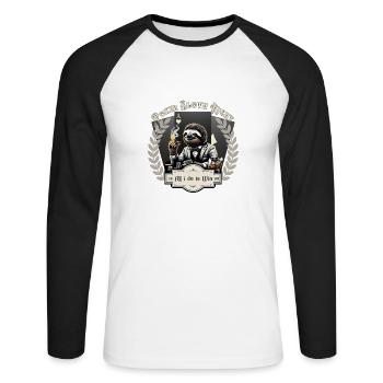 Poker Sloth Night - Faultier Poker Nacht - Unisex Long Sleeve Baseball T-Shirt - white/black - Front - Nik (191cm)