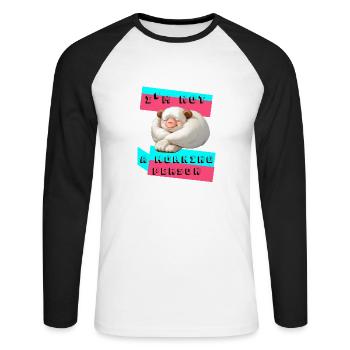 Je ne suis pas le matin - T-shirt baseball manches longues Homme - blanc/noir - Devant - Nik (191cm)