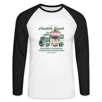 Gesunder Busfahrer - Unisex Baseballshirt langarm - Weiß/Schwarz - Vorne - Nik (191cm)
