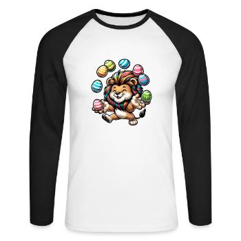 Easter Lion & Rat Jugglers - Unisex Long Sleeve Baseball T-Shirt - white/black - Front - Nik (191cm)