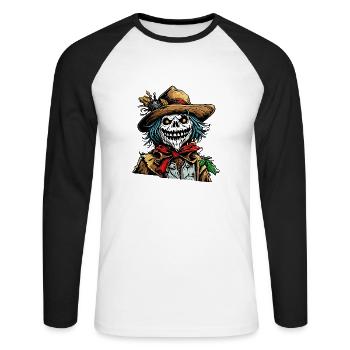 Scarecrow / Harvest Worker / Corn Field / Field - Unisex Long Sleeve Baseball T-Shirt - white/black - Front - Nik (191cm)